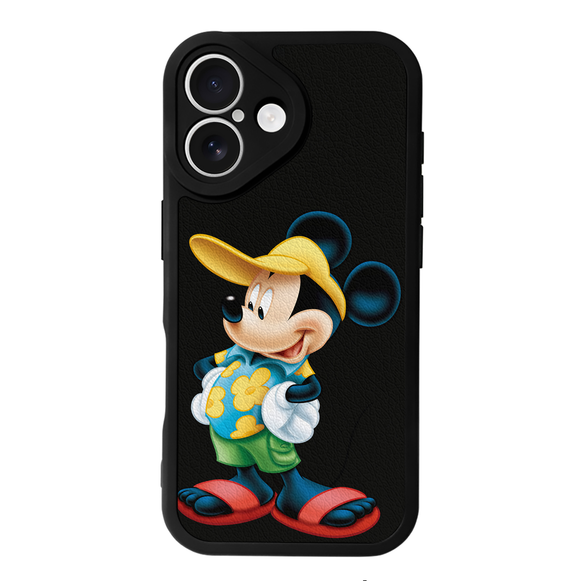（画像用） ミッキーマウス Mickey Mouse 【iPhone 16シリーズ対応】シリコンスマホケース（レザー調） 材質：シリコン